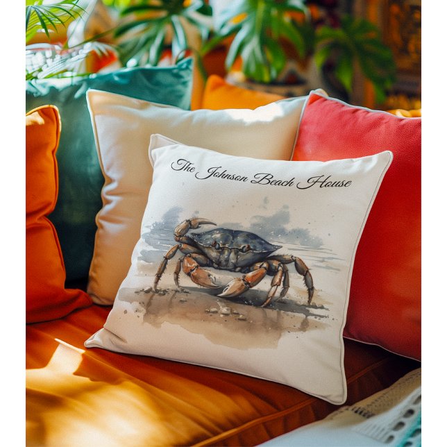 krab lopen op het strand, aanpasbaar kussen (Creator heeft geüpload)