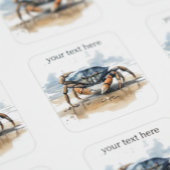 krab lopen op het strand, aanpasbaar vierkante sticker