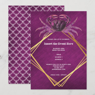 Krab magenta witte geometrische gouden glitters ma kaart