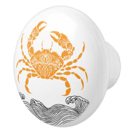 Krab Mandala Oranje Keramische Knop