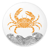krab-mandala-Sinaasappel Keramische Knop (Voorkant)