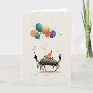 Krab met kleurrijke ballonnen Wenskaart Kaart