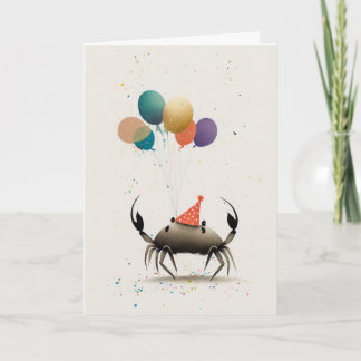 Krab met kleurrijke ballonnen Wenskaart Kaart
