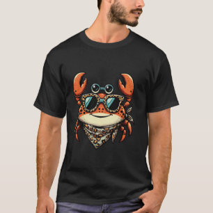 Krab met luipaard sjaal dier draagt zonnebril t-shirt