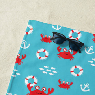 Krab met reddingsboei strandlaken