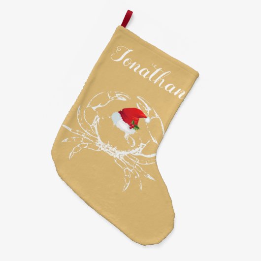 Krab met Santa Hat Stocking Grote Kerstsok (Voorkant (Hangend))