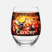 Krab nautische kuststrandkanker gepersonaliseerd wijnglas zonder voet (Achterkant)