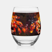 Krab nautische kuststrandkanker gepersonaliseerd wijnglas zonder voet (Rechts)