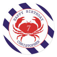 Krab Nautische Verjaardagsfeestuitnodiging