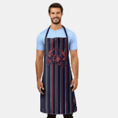 Krab Navyblauw En Rood Gestreept Visser Schort (Gedragen)