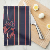 Krab Navyblauw En Rood Gestreept Visser Theedoek (Quarter Fold)