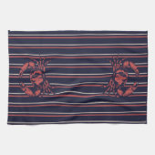 Krab Navyblauw En Rood Gestreept Visser Theedoek (Horizontaal)