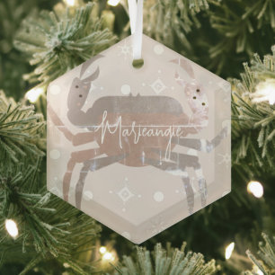 Krab Oceaans Strand Schaaldier Aardetoon Glas Ornament