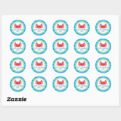 Krab onder Zee Birthday Ronde Sticker (Vel)