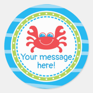 Krab onder Zee Birthday Ronde Sticker