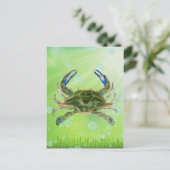 Krab op briefkaart drijft in de oceaan (Staand voorkant)