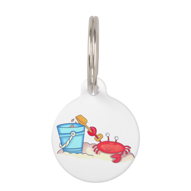 Krab op de strand huisdierpenning (Voorkant)