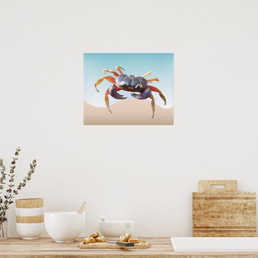 Krab op de strand poster (Keuken)