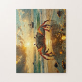 krab op het strand bij zonsondergang legpuzzel (Verticaal)