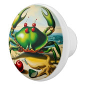 Krab op strand keramische knop (Rechts)