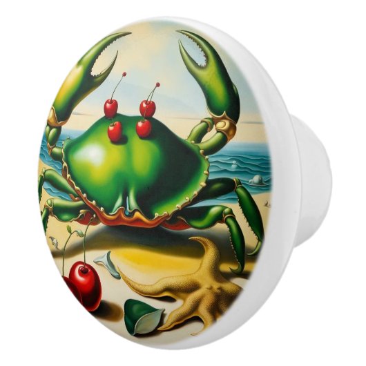 Krab op strand keramische knop (Rechts)