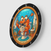 Krab op toilet lezen grappig grote klok (Hoek)