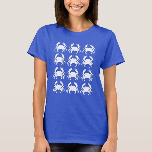 Krab Pixelpatroon Herhaling T-shirt (Voorkant)