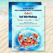 Krab Pool 1e Verjaardagsfeestje Blue Boy Custom Ag Kaart