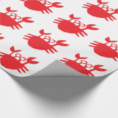 Krab, rood, cartoon, schattig cadeaupapier (Hoek)