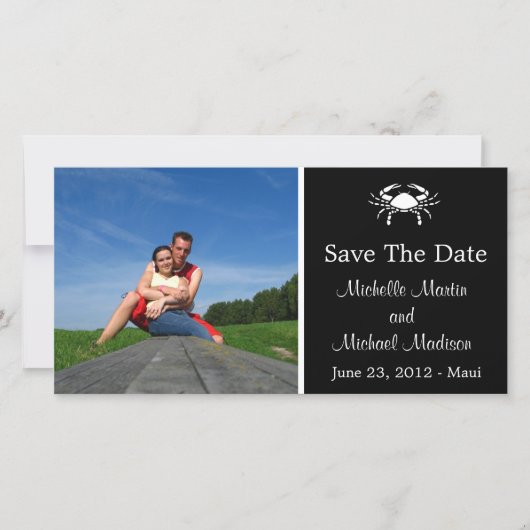 Krab Save The Date Fotokaart (Zwart) (Voorkant)