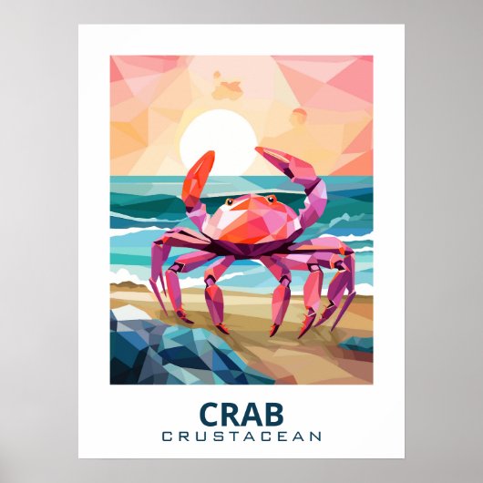 Krab, schaaldier Kunstwerk voor Natuur liefhebbers Poster (Voorkant)