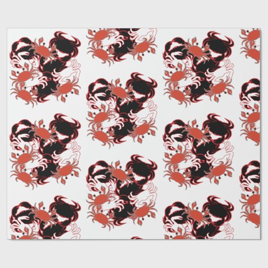 Krab Schaaldier Zee Patroon Cadeaupapier (Vlak)