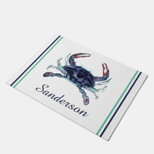 Krab Scheepsblauw en Witte Planner Deurmat (Schuin)
