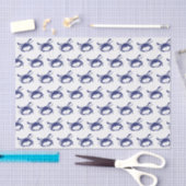 Krab Silhouet #1 Tekening Blauw Tissuepapier (Craft)
