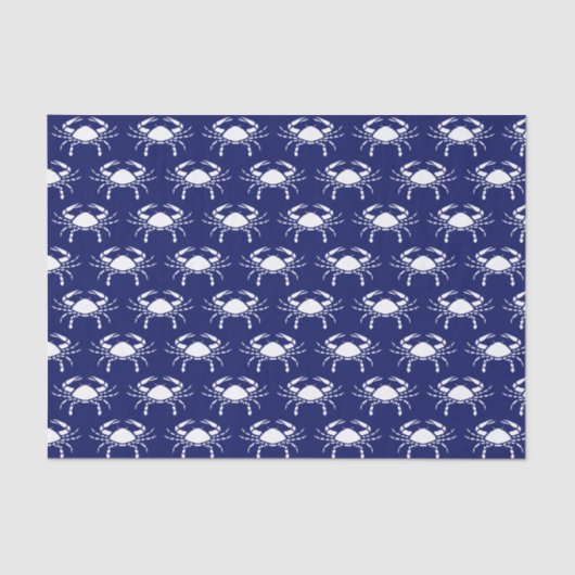 Krab Silhouet #2 Tekening Wit Blauw Tissuepapier (Voorkant)