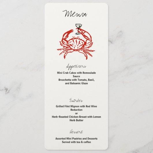 Krab Tekening Krabfest Dinner Party Menu (Voorkant)