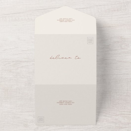 Krab Terracotta QR RSVP Boerderij Bruiloft All In One Uitnodiging (Buitenkant)