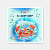 Krab Turquoise 1e verjaardag Pool Party Custom Age Servet (Voorkant)
