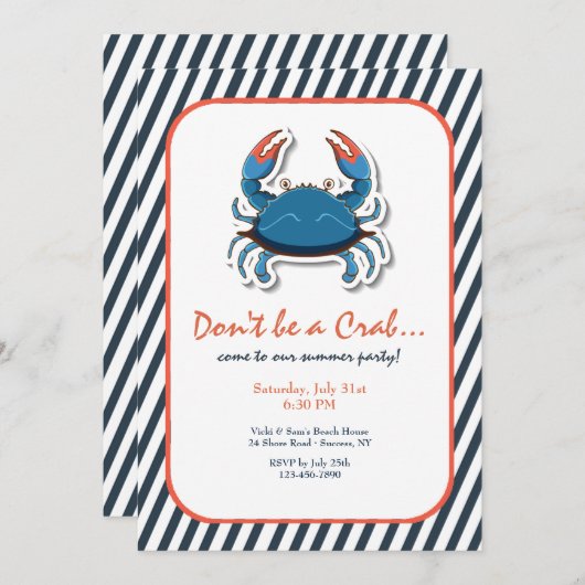 Krab uitnodiging (Voorkant / Achterkant)