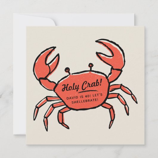 Krab verjaardagsfeest uitnodiging Funny Seafood (Voorkant)