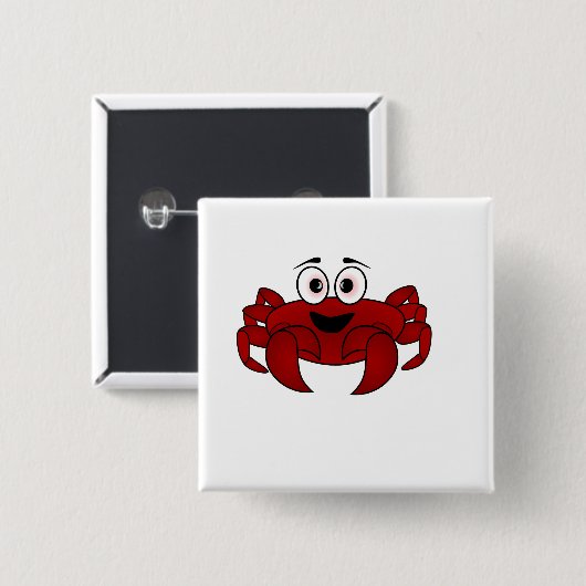 krab vierkante button 5,1 cm (Voorkant /achterkant)
