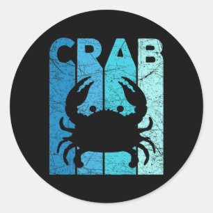Krab Vintage Zeevoedsel Liefhebber Krab Vissen Ret Ronde Sticker