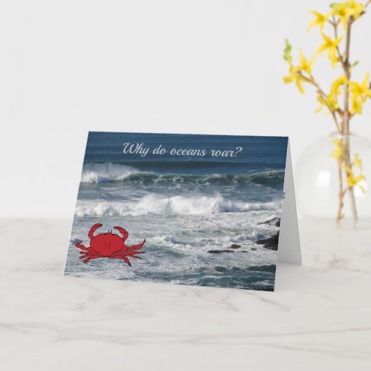 Krab vraagt: "Waarom brullen oceanen?" Kaart (Gele Bloem)