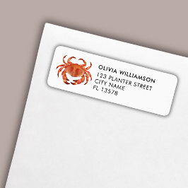 Krab Waterverf Illustratie Etiket