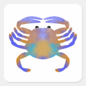 krab-waterverf vierkante sticker (Voorkant)