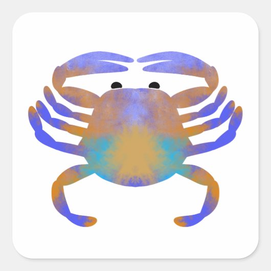 krab-waterverf vierkante sticker (Voorkant)