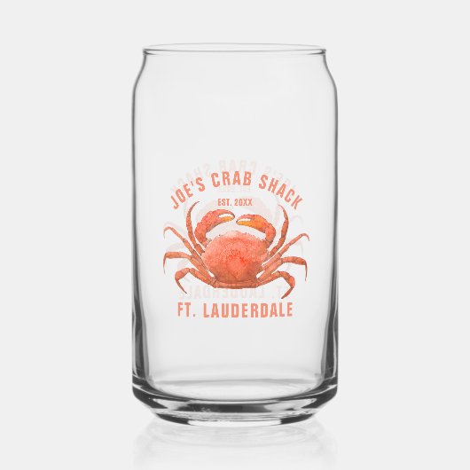 Krab Waterverven Illustratie Aangepaste tekst Blikvorm Glas (Voorkant)