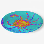 Krab Zee Dierlijke Schilderij Zeevruchten Papieren Bordje (Gekanteld)