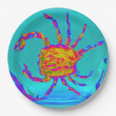 Krab Zee Dierlijke Schilderij Zeevruchten Papieren Bordje (Voorkant)