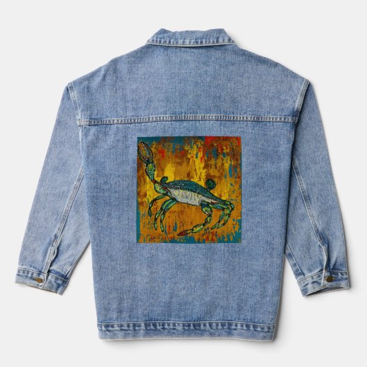 Krab zwaaien denim jeans jas jacket (Achterkant)